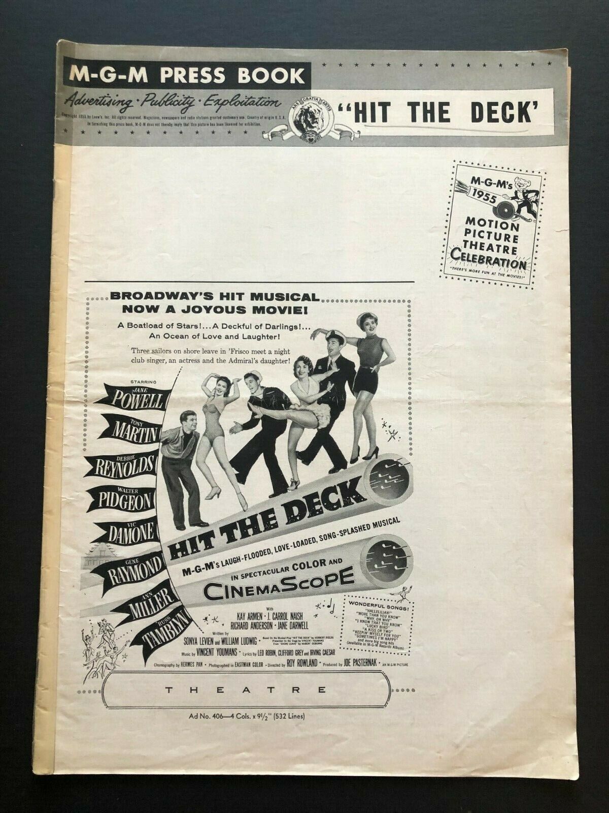 Hit the Deck Original Movie Pressbook Ranking TOP1 Ranking TOP3 w 28 - Insert 1955 Pages