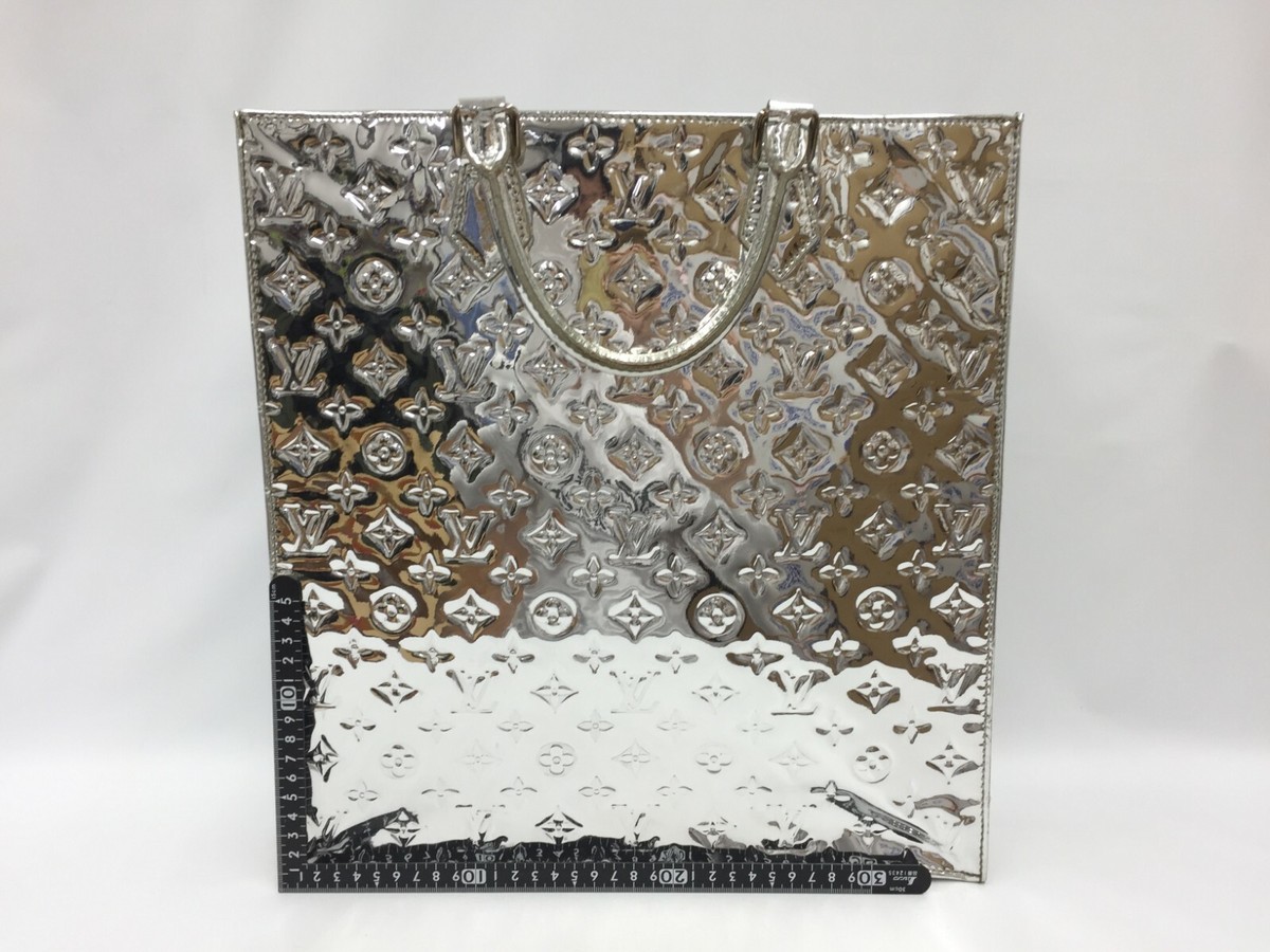 Auth Louis Vuitton Sac Plat Silver tone Monogram Mirror Tote Auth Louis Vuitton Sac Plat Silver tone Monogram Mirror Tote