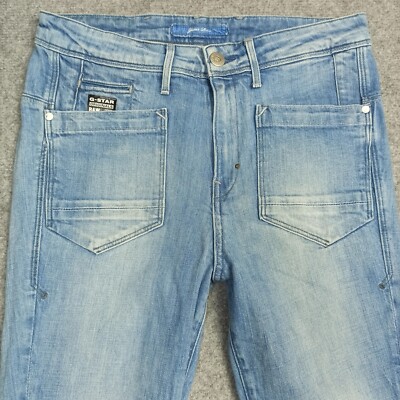 G-Star Raw Damen Baggy Jeans W26 L32 Low-T-Loose-Tapered Hellblau Lose
