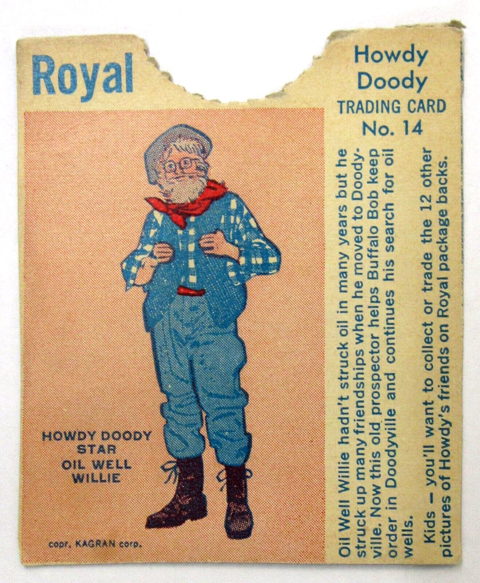 scarce 1950 Howdy Doody 14 OIL WELL WILLIE Royal PUDDING box scarce 1950 Howdy Doody 14 OIL WELL WILLIE Royal PUDDING box