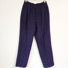 Vtg Unbranded Wool Blend Trousers Pant Purple Spackle Sz14/28X28 High Rise 80's