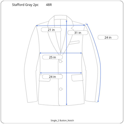 Stafford Mens Gray Wool Pinstripe Flat Front 2pc Suit 48R Jacket 41x27 Pant - Picture 2 of 12