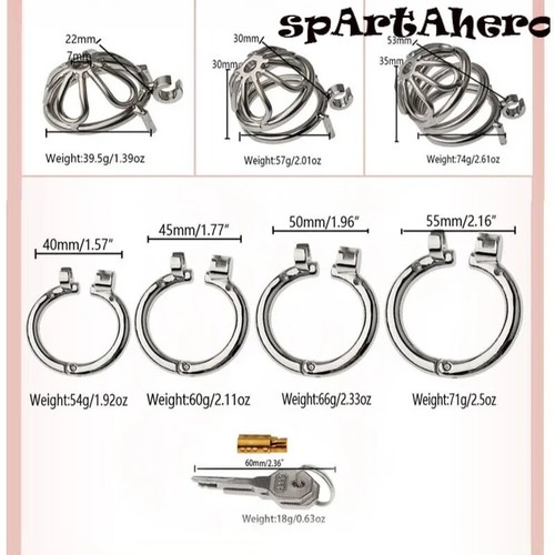New Male Chastity Device Flat Stainless Steel Chastity Lock Cage Rings for Men - Picture 5 of 45
