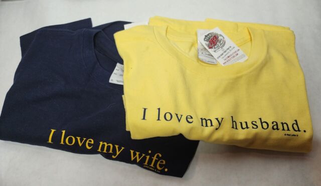 T-shirt uomo XL navy donna L giallo I love mia moglie/marito frutta/telaio cotone pesante