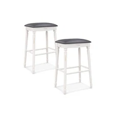 29 Inch Bar Stool Set of 2 with Padded Seat Cushions and Wood Legs-29 inches - C