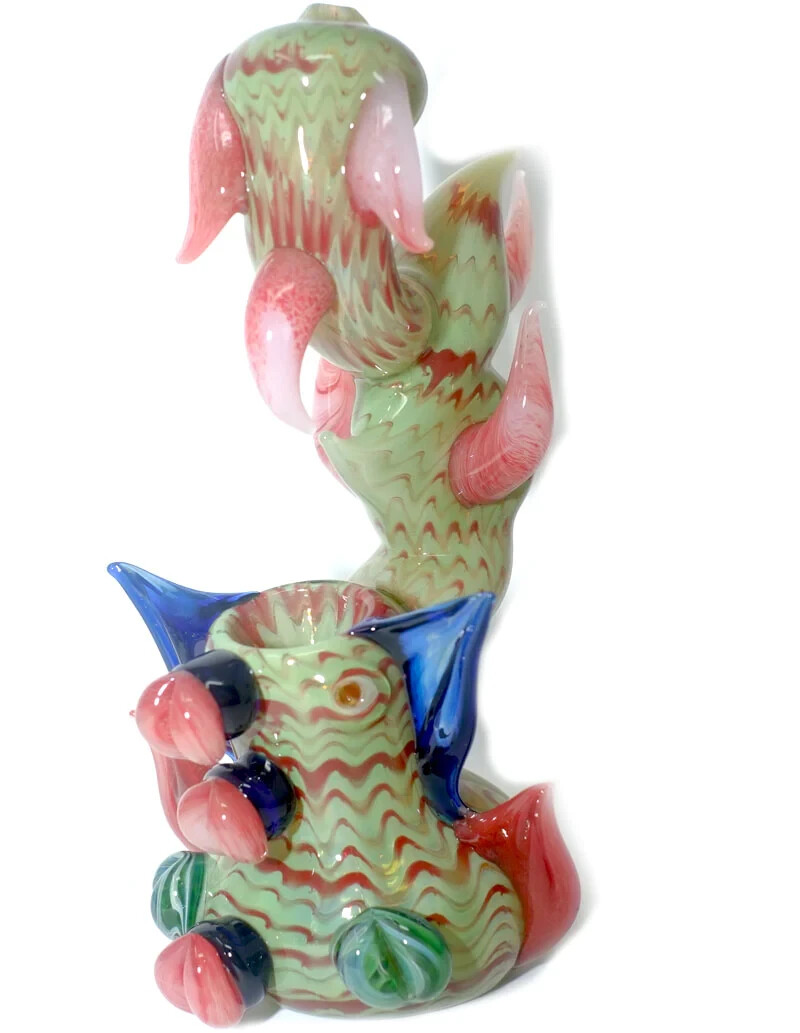 8" Monster Spike Bubbler Pipe  Glass Art TOBACCO  Smoking Hand Pipe