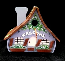 Vintage Large Hand Made And Painted Decorative Wood Multicolor Floral Bird House