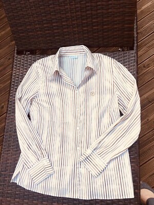    Erfo  Wunderschöne Business-Bluse  Gr.44 Weiß und helles Gold  Sehr elegant! 