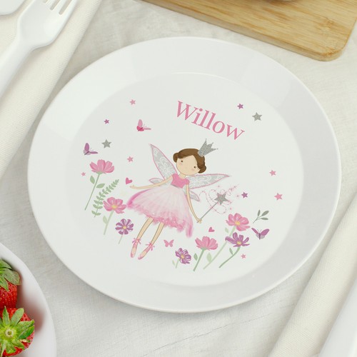 PERSONALISED Childrens Plate, FAIRY. Kids Dinner Plate Girls Toddlers White Pink - Picture 3 of 4