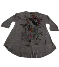 Inoah Tunic Women Size M Art Abstract Geometric 3/4 Sleeve USA