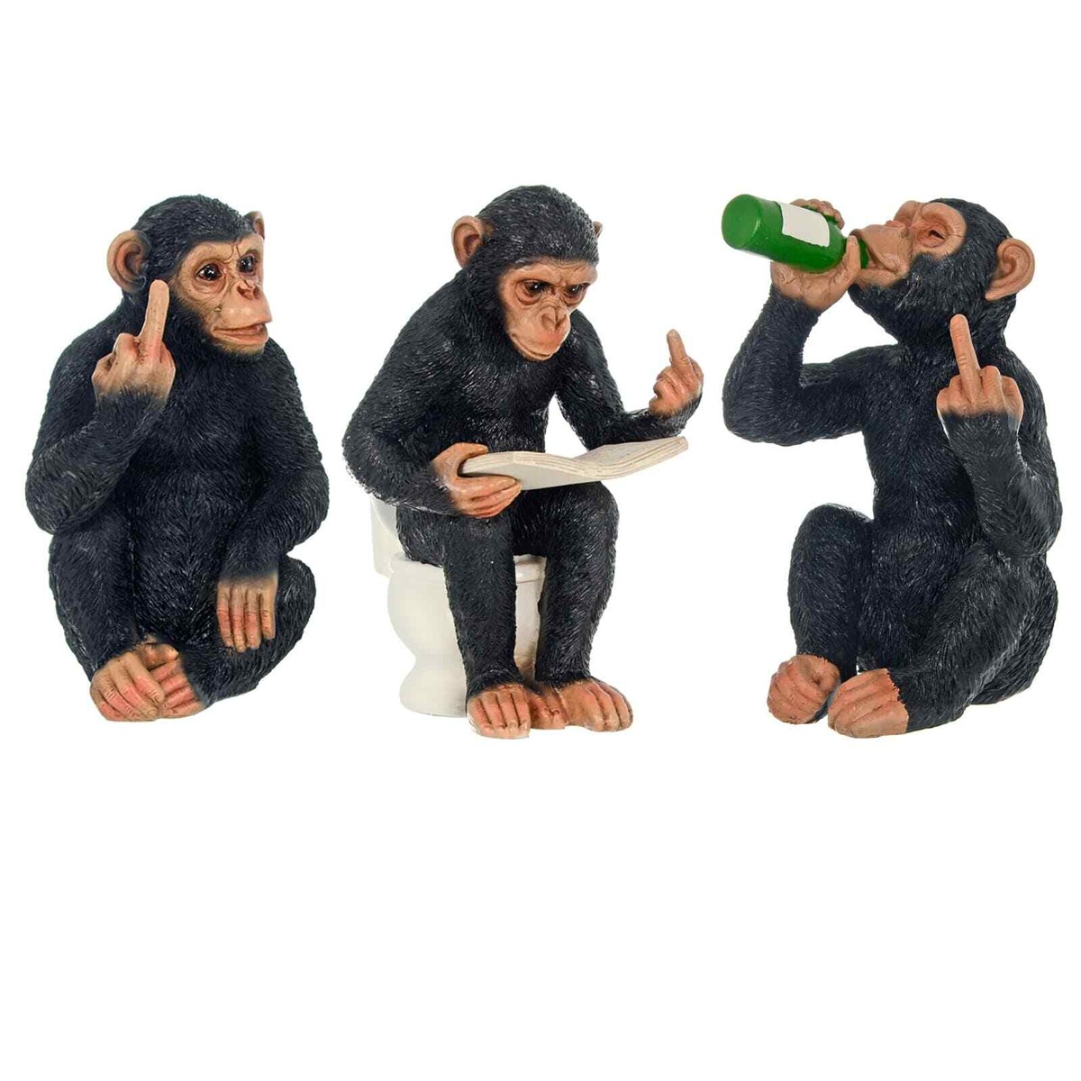 Cheeky Monkey Middle Finger Ornament 20cm - Funny Chimp Figurine