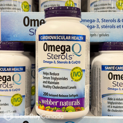 Webber Naturals OmegaQ Sterols 200 Softgels Plant Sterols CoQ10 Exp:08/2028