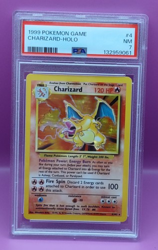 Graded 1999 Pokemon Game Holo Charizard Unlimited 4 Card ~ PSA 7