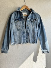 ZARA Authentic Denim by TRF Blue Collared Button Frayed Hem Jacket Women M
