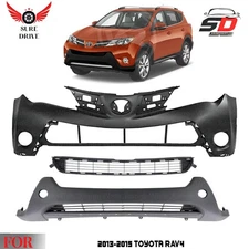 Front Bumper Cover Fascia & Lower Grille Kit For 2013-2015 Toyota RAV4