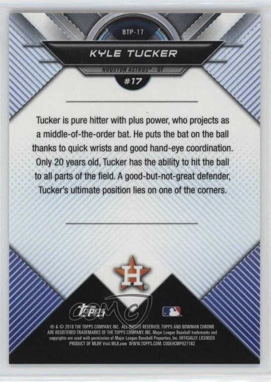 2018 Bowman Bowman Scouts' Top 100 Gold Refractor /50 Kyle Tucker #BTP-17 - Image 2 of 2