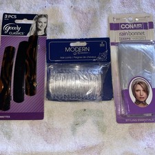 Lot Of 3 Vintage Hair Clips, Barettes And Combs Goody Modern Romance Rain Bonnet