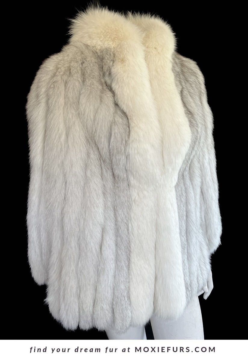 SAGA Norwegian Arctic FOX Fur Coat, Ivory White Real Vintage