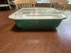 Vintage Promotional Pyrex Green Gold Wheat Casserole Dish With Lid # 575 -B 2qt
