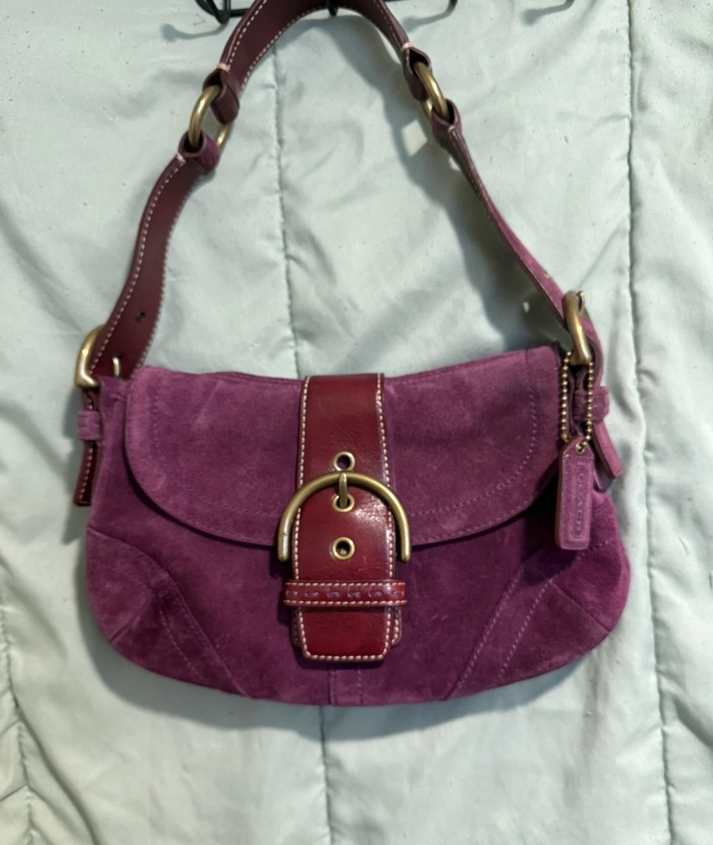 Coach Women's Suede Exterior Purple Bags & Handbags for Women for
