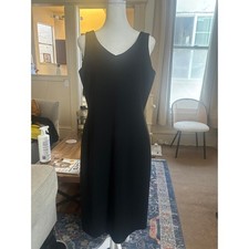 Jones New York Platinum Black Sleeveless V-Neck Sheath Dress Size 6 LBD Work