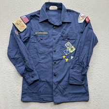 Boy Scouts of America Youth Button Down Shirt Large Navy Blue Long Sleeve