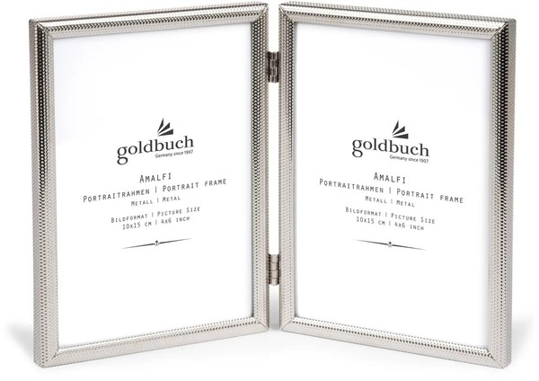 Goldbuch Bilderrahmen Amalfi Metall 10X15 Cm 2 Fotos Klapprahmen Silber-image