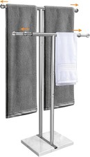 Kayfia 40" Standing Towel Rack with Weighted Marble 2 Tiers, Brushed Finish
