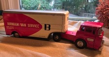 VINTAGE 1950'S Burnham s Van Service Friction Powered Tin Truck Cab Trailer