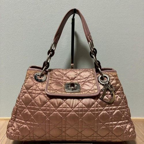 Christian Dior Canage Pink Nylon Handbag Women's Vintage Pre-owned From Japan