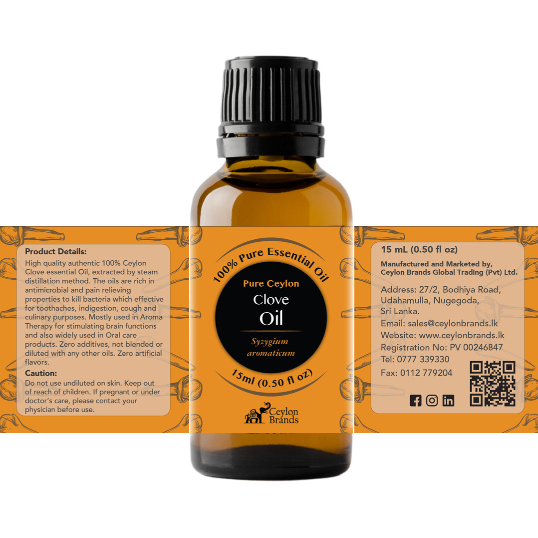 100% Pure Ceylon Clove Bud Essential Oil – 15mL – Aromatherapy – Sri Lanka