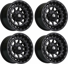 Set Of 4 Gtw Barricade 14x7 Black Aluminum Golf Cart Wheel 34 Offset 4x4