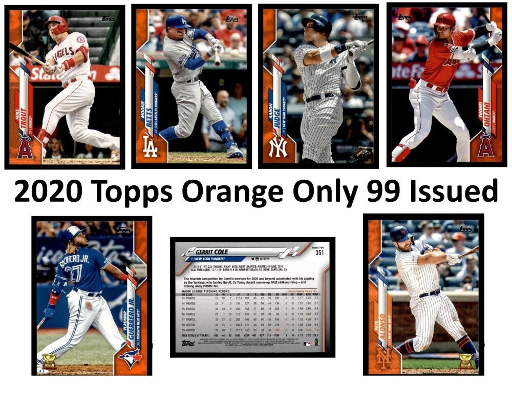 2020 Topps Orange Star Factory Set Break # 501-700 * * Only 99 Sets Produced