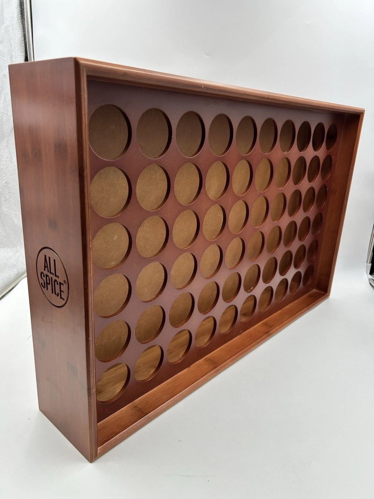 Allspice Wooden Spice Rack Holder ONLY For 60 4oz Jars Solid Walnut Wood 24”x15”
Opens in a new wind
