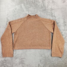 Wild Fable Cropped Pullover Sweater Womens Size M Lt Brown Mock Turtleneck Boxy