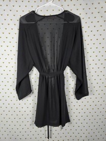 Victorias Secret Black sheer sexy flowy robe cover up wrap kimono One Size OSFA
