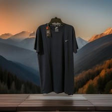 Nike Dri-Fit T-Shirt Athletic for Men Crew Neck Short Sleeve BLACK Work out Tee