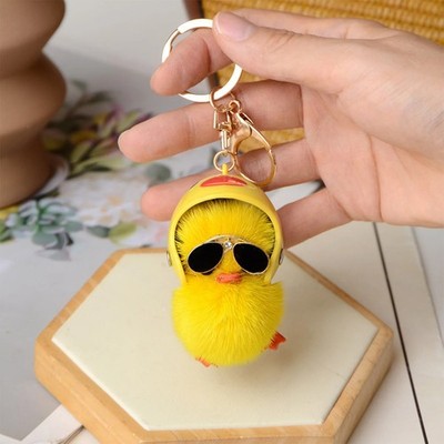 Handbag Pendants Cartoon Plush Helmet Duck Keychains Cute Key Rings Key Chains