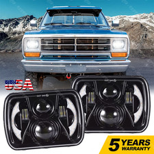 Pair 5x7 7x6 Led Headlights H4 Hi-lo Drl Beam For Dodge Ram 50 D150 D250 W350