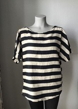 Zara Schlupfbluse Oversized Luftig Kurzarm Schwarz Naturbraun Gr. L