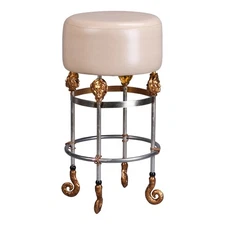 Lucas + McKearn Lighting Collection SI1050-1 Armory Bar Stool Chrome and Gold
