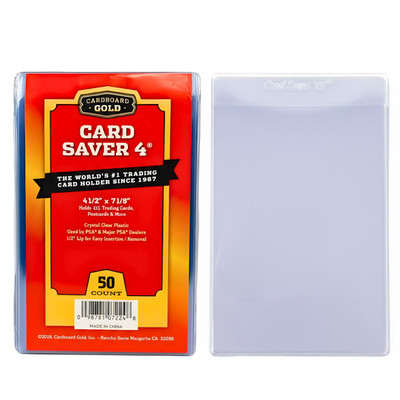 Card Saver 4 - 50ct Semi-Rigid Card Holders 4 1/2 x 7 1/8 Size with 1/2'' Lip