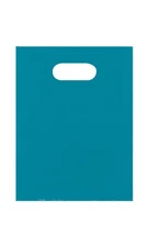 SSWBasics Teal Blue Plastic Merchandise Shopping Bags with Die Cut Handles
