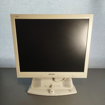 Vintage PC Monitor Philips 170s4 mit eingebauten Lautsprechern & Mikrofon getestet funktioniert 