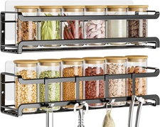 Spice Rack Wall Mounted 2 Pack Space-Saving Spice Organizer for Kitchen Cabinet 