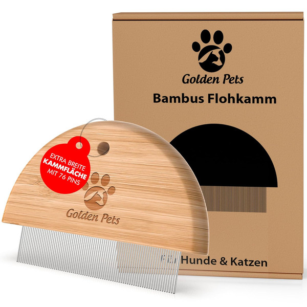 Golden Pets Bambus Flohkamm FüR Hunde & Katzen - LäUsekamm & Nissenkamm-image