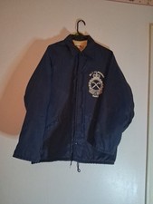 Vtg. Louie Pro Fit 40-m-42 Made In USA Blue Snap Monogram Fleece Lined Jacket
