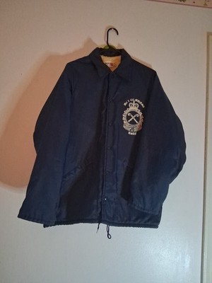 Vtg. Louie Pro Fit 40-m-42 Made In USA Blue Snap Monogram Fleece Lined Jacket