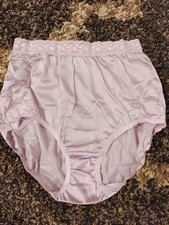 1 Pair PINK brand 100 Nylon Brief Panties, Size 8 Wide Lace, Lilac