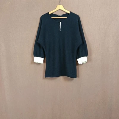 Vintage Damen Gasbarri Angora Wolle Henley Pullover Diamanten French Cuff Gr. S - Bild 1 von 4